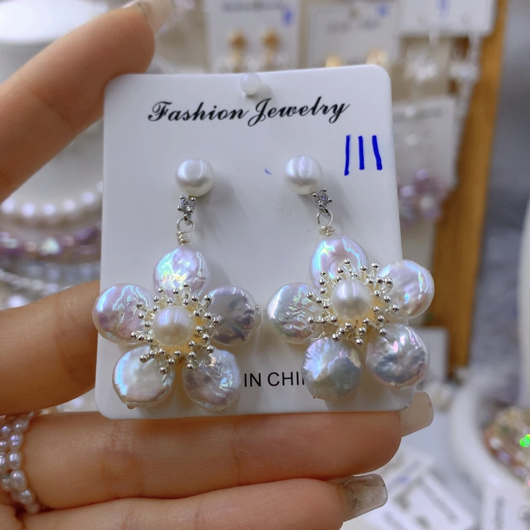 淡水珍珠耳饰银S925镶嵌