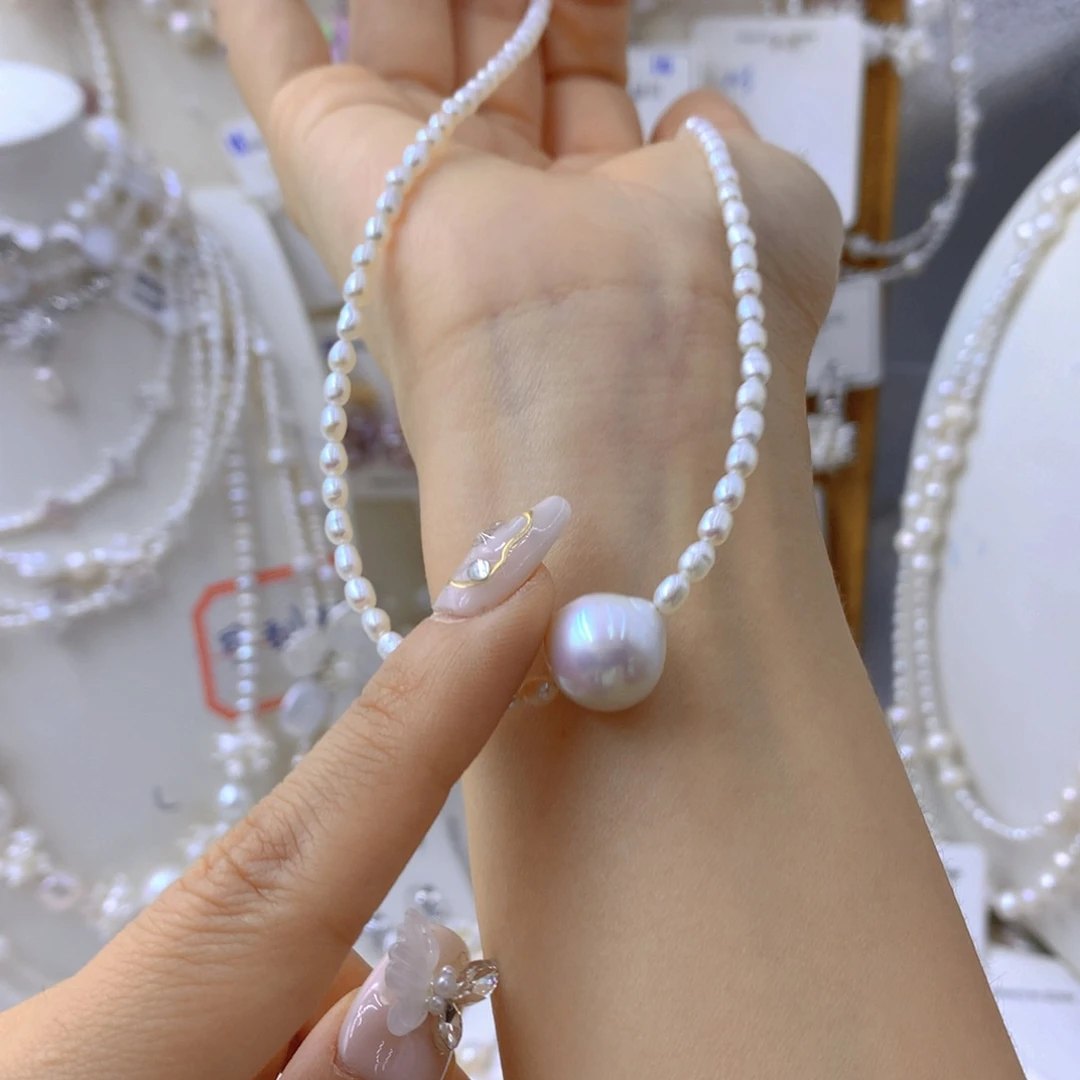 淡水珍珠耳饰银S925镶嵌