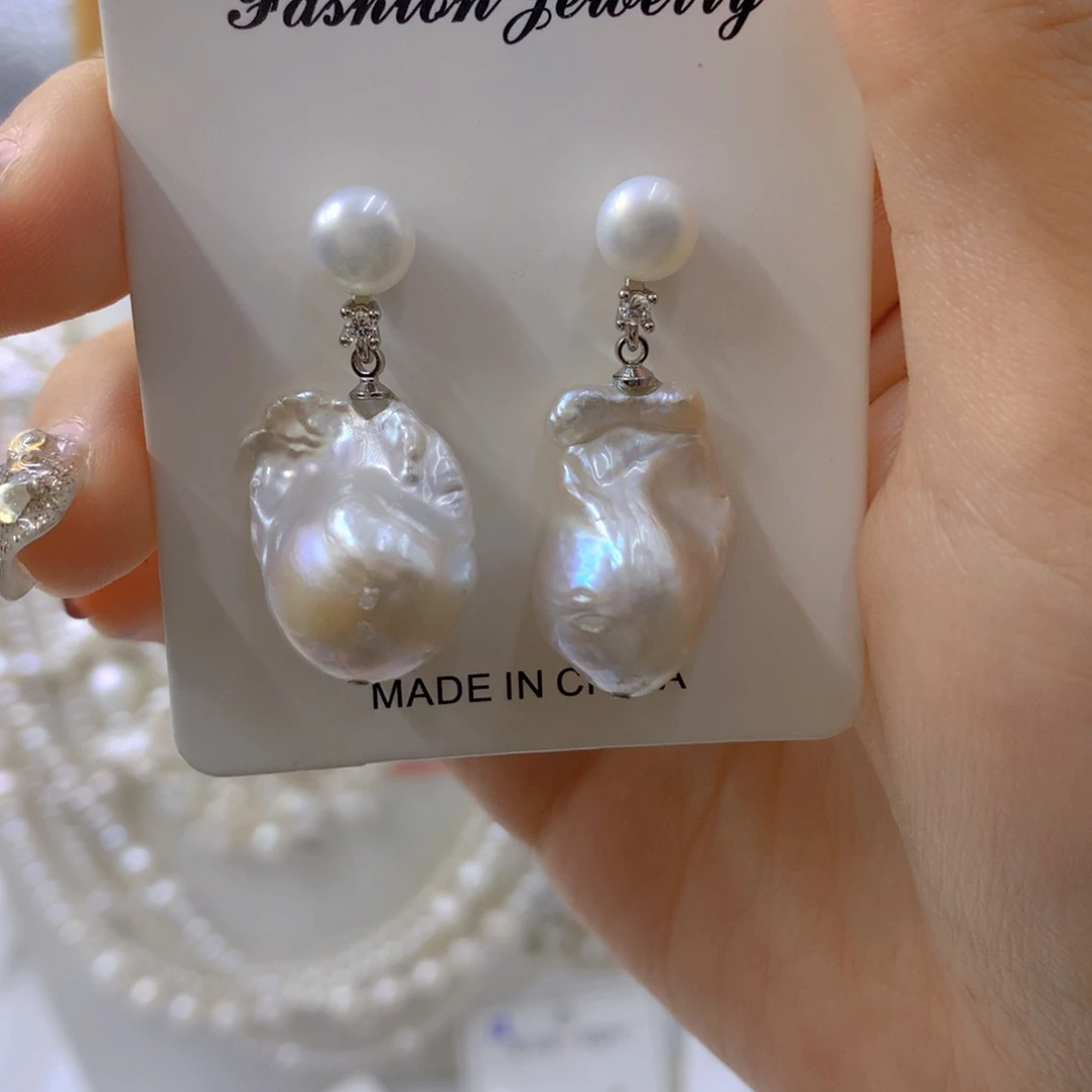 淡水珍珠耳饰银S925镶嵌