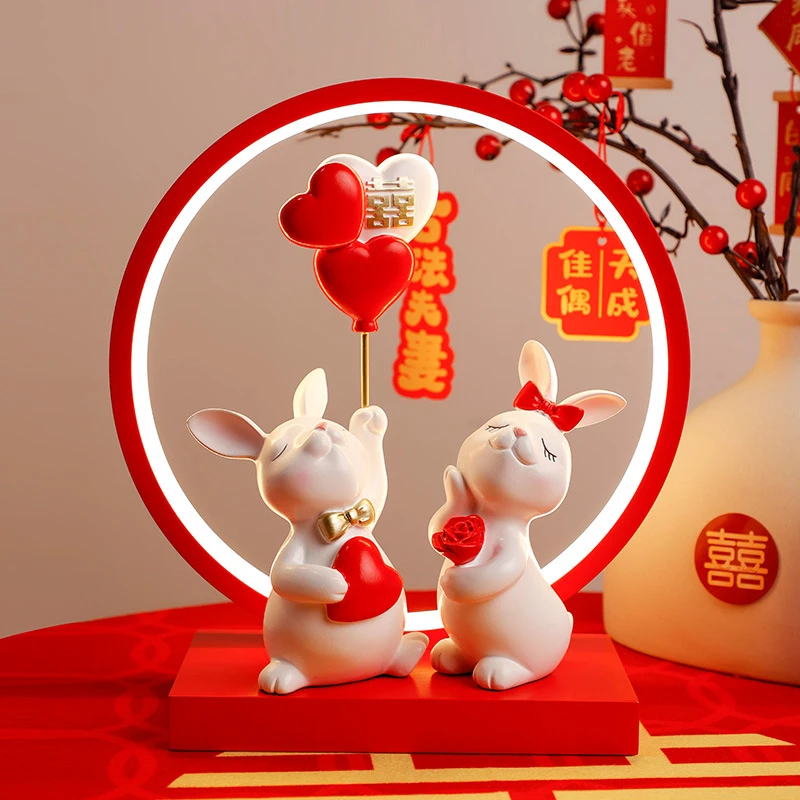 兔子结婚礼品送新人新娘结婚布置婚房客厅卧室装饰订婚摆件礼物