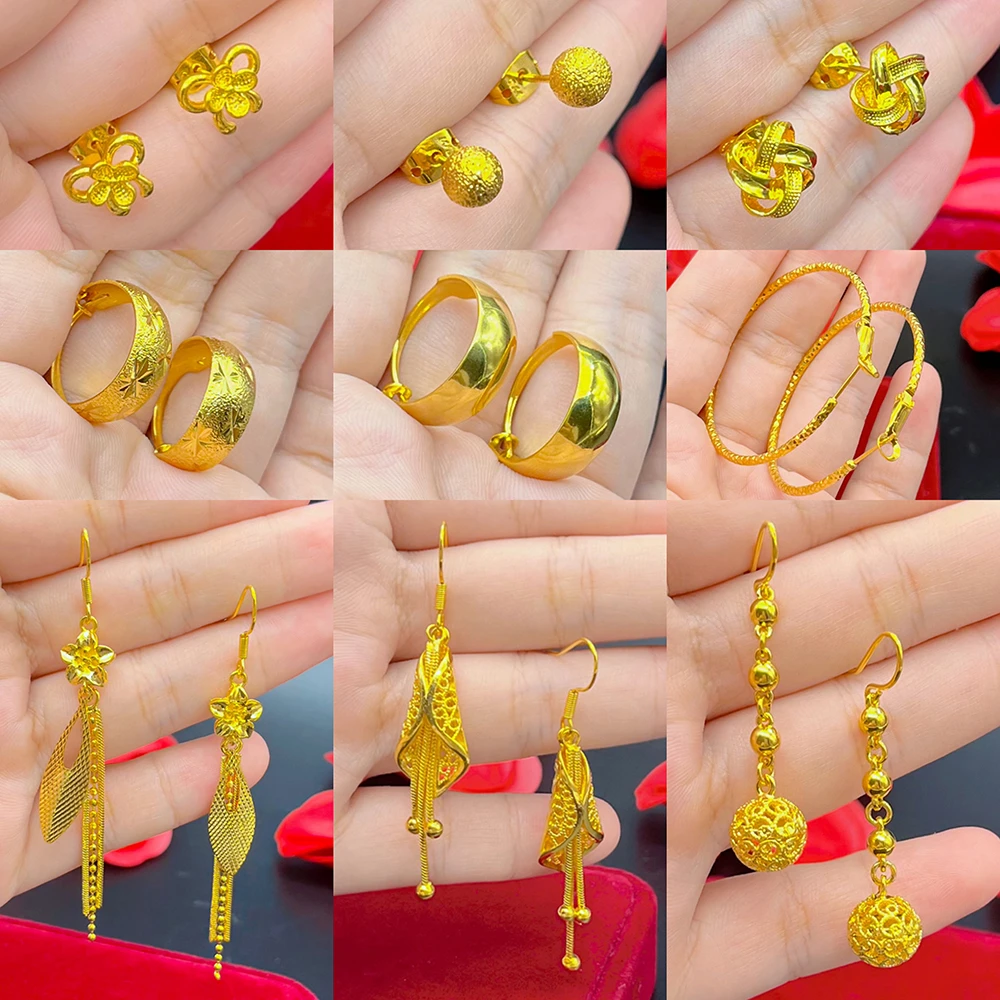 铜合金耳饰 镀纯金色女士转运珠流苏耳环蝴蝶妈妈耳钉饰久不掉色