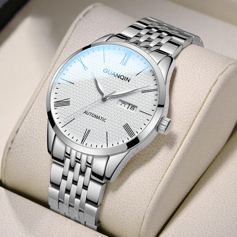 冠琴男士全自动机械手表双日历夜光防水精钢腕表瑞士品质手表男表