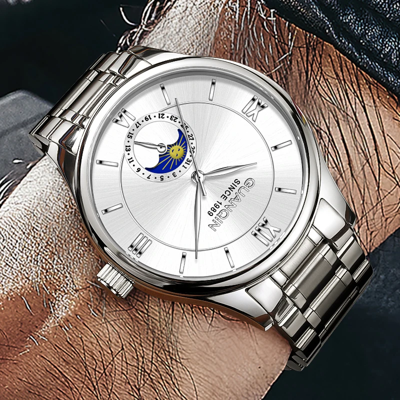 冠琴品牌手表男全自动机械表新款男士高级感品牌男表简约日历腕表