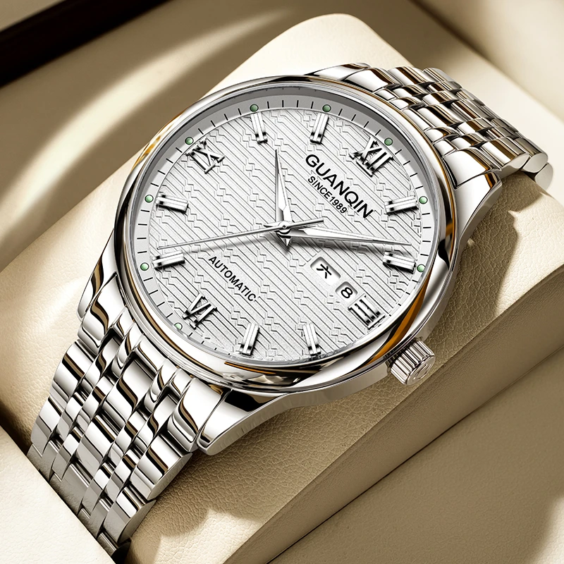 冠琴手表男士全自动机械表瑞士品质品牌男表双日历商务防水夜光表