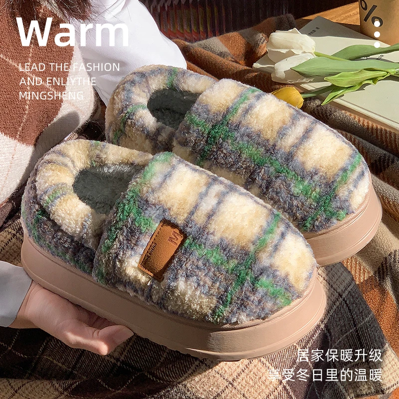 新款高级设计网红秋冬季棉拖鞋厚底居家防滑软底外穿时尚包跟棉鞋