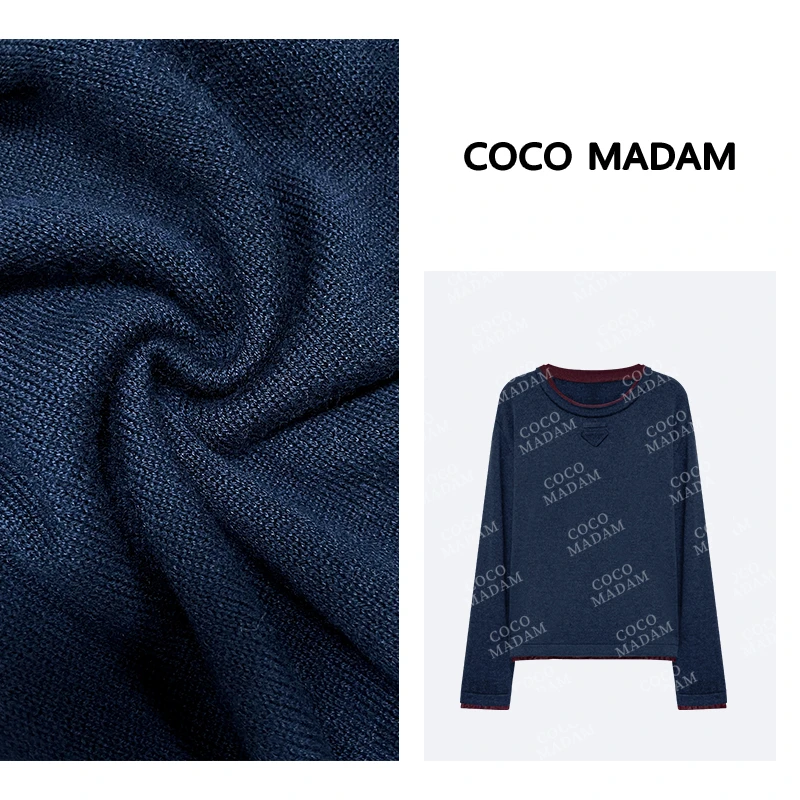 Mao-645 秋季时尚百搭拼色长袖打底上衣