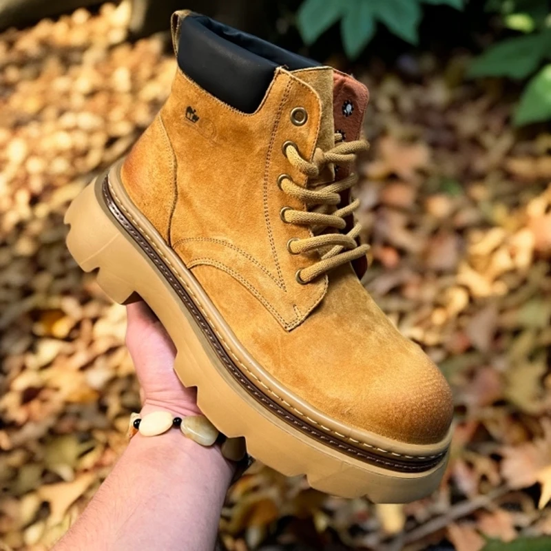 2024新款新疆包邮男士男款时尚德比真皮大黄靴6681马丁靴