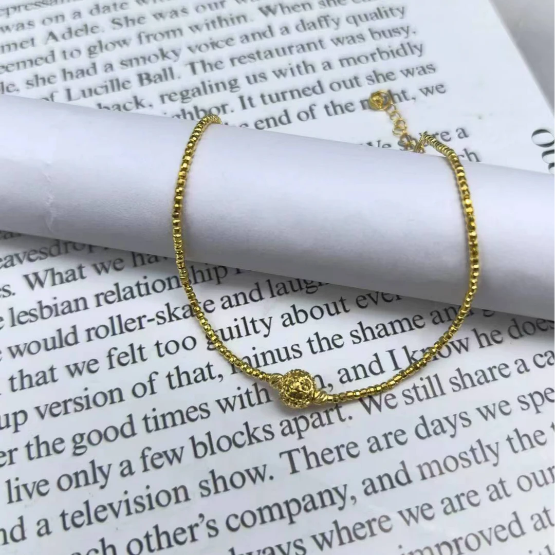 18K金K黄一粒镭射珠手链