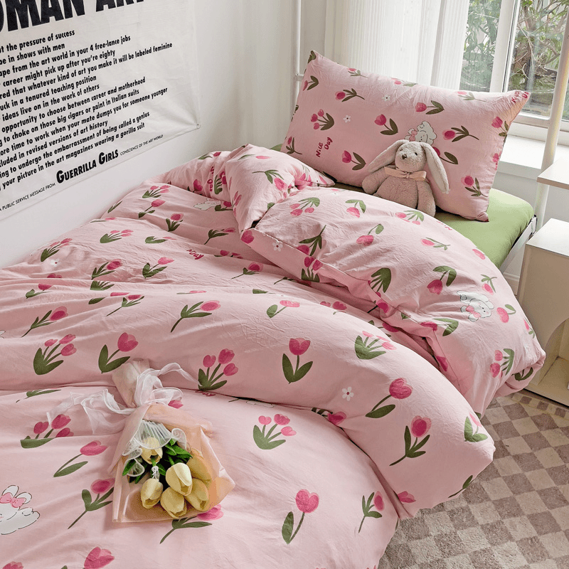 家用款双层纱被套三件套床上用品学生宿舍单人上下铺床单被罩单件