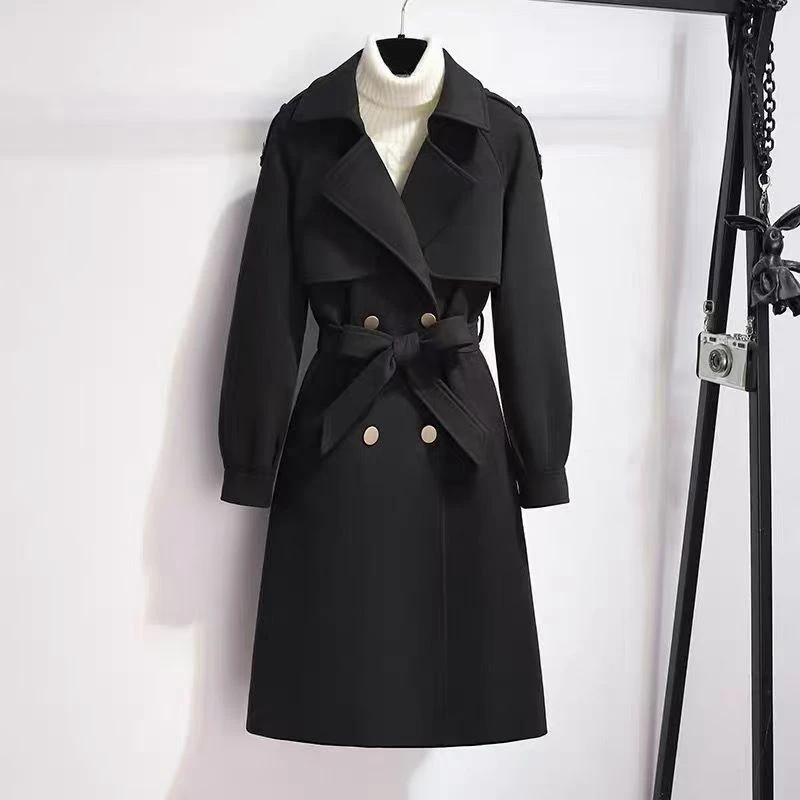 潭姐潮流时尚坊（直播间选款） 时尚 休闲 风衣 中长款 气质 收腰