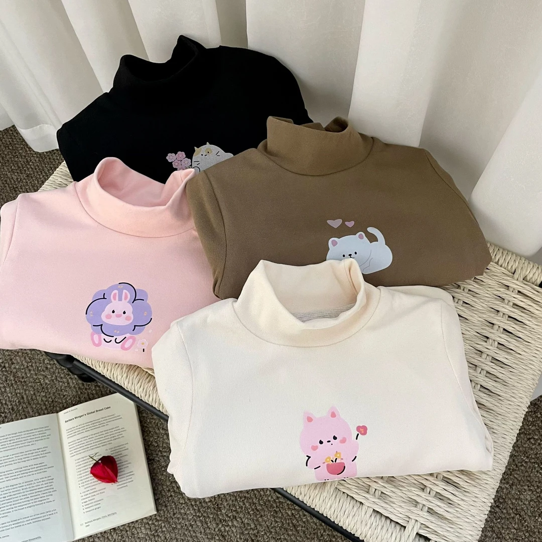 儿童秋冬打底衫男童女童秋衣女宝宝百搭长袖T半高领舒适保暖加厚