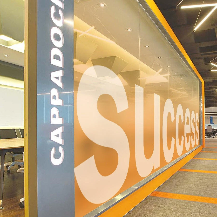 彩色渐变办公室玻璃贴膜艺术透明变色半遮挡磨砂静电贴纸装饰定制