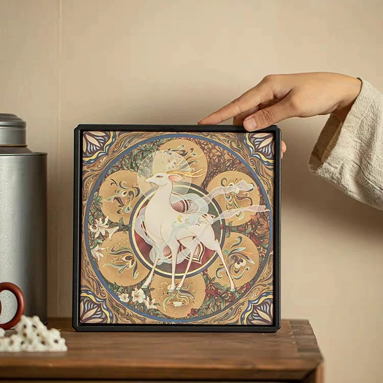 一鹿有你速干吸水干泡盘创意壶承小茶盘家用密胺功夫茶具沥水托盘