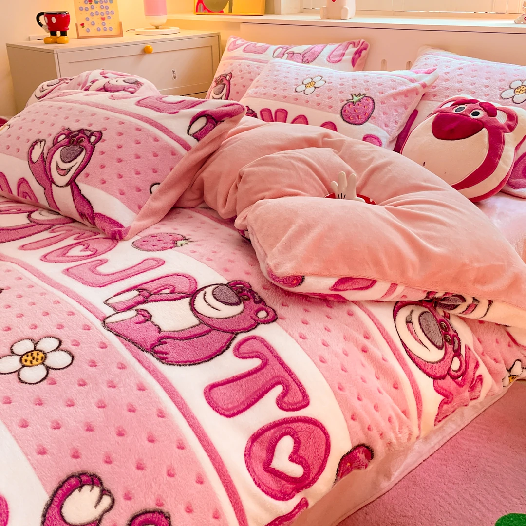 牛奶绒被套四件套冬天加绒加厚床单双面绒珊瑚绒雪花绒法兰绒被罩