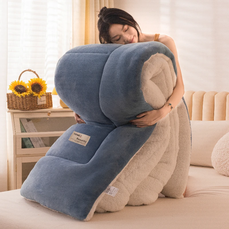 加厚保暖羊羔绒被子被芯雪花绒冬被加绒棉被褥学生单人宿舍春秋被