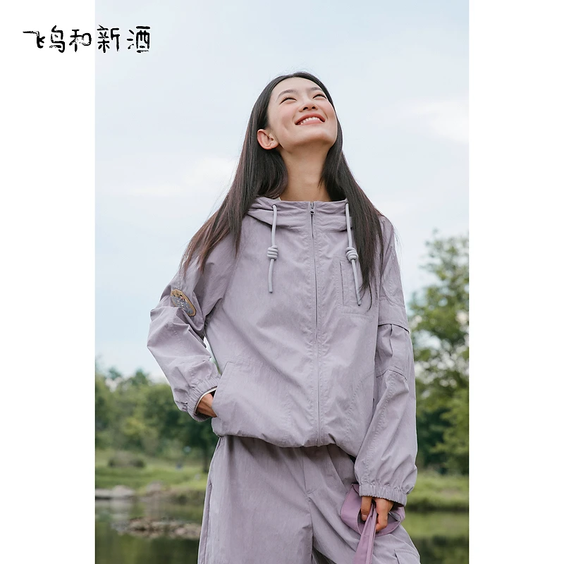 飞鸟和新酒秋季薄款宽松连帽小个子工装山系穿搭外套FD450072046