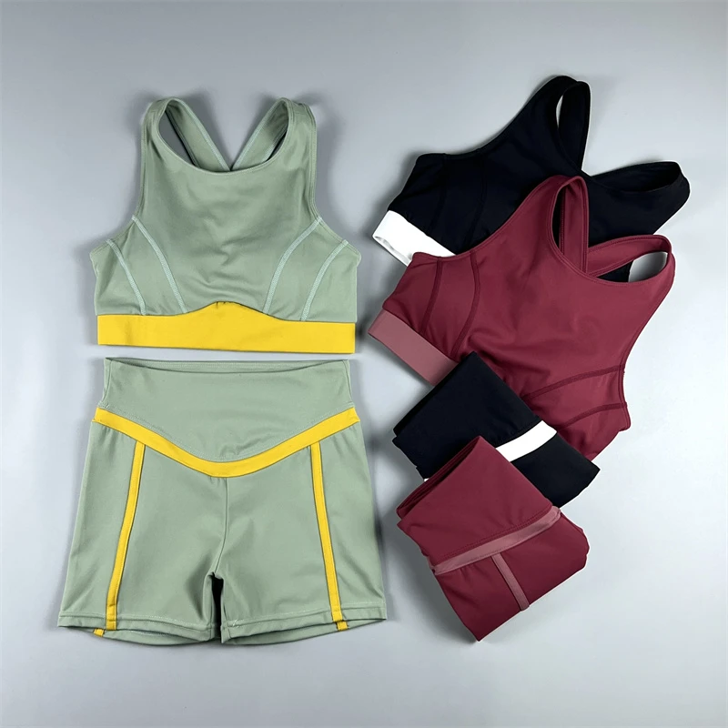 裸感磨高领防走光三分裤运动女 速干透气跑步健身衣