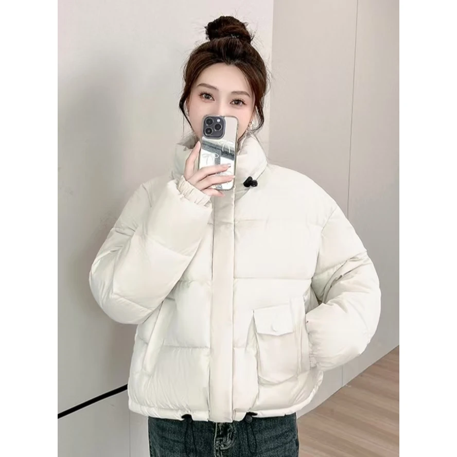 短款棉服女款2024年冬季新款洋气减龄立领加厚保暖面包服外套