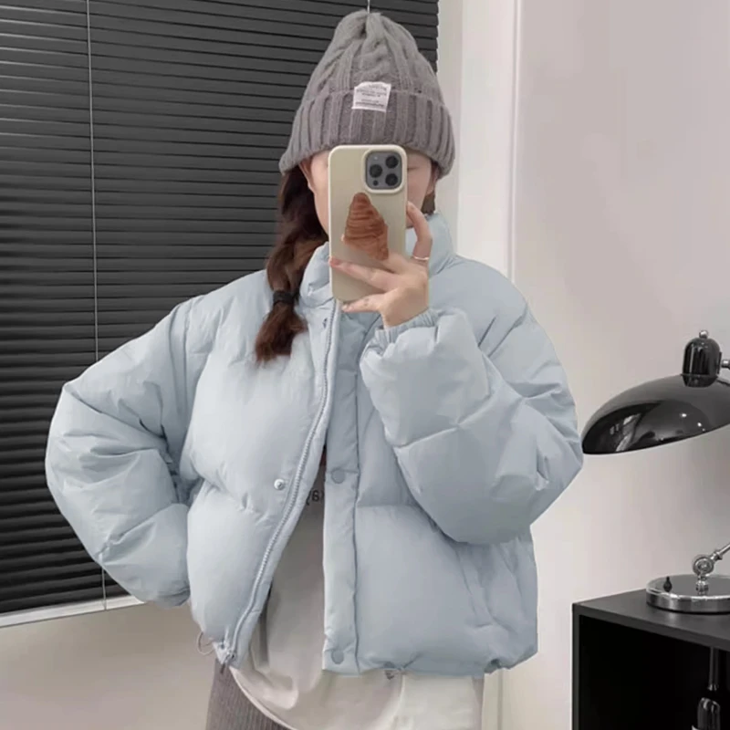 【607】2024年短款棉服女冬季学院风外套立领学生加厚新款棉衣潮