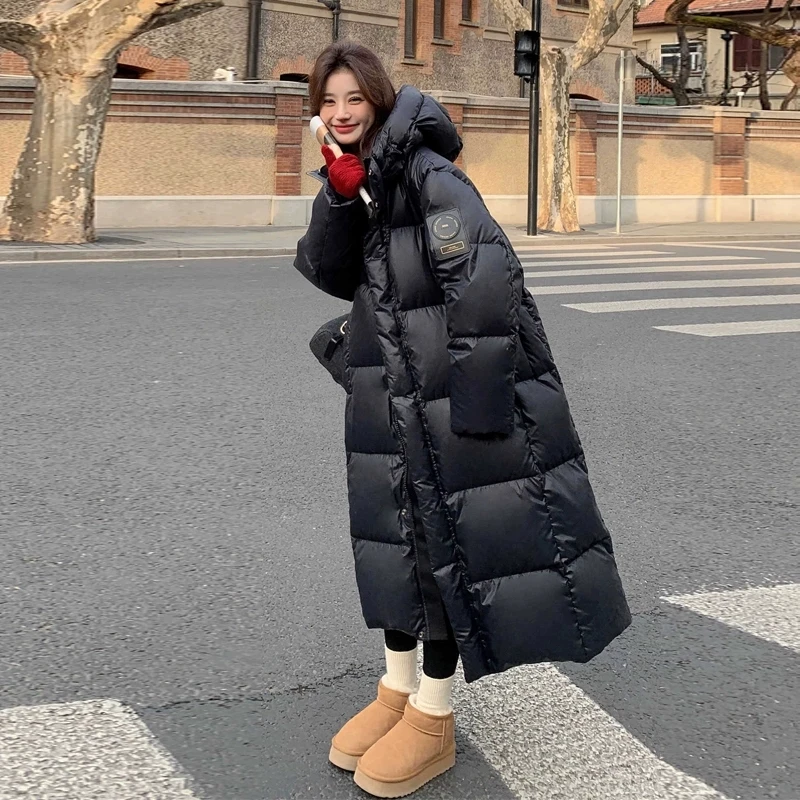 【621】黑金保暖棉服女2024年冬季新款中长款过膝棉衣棉袄外套