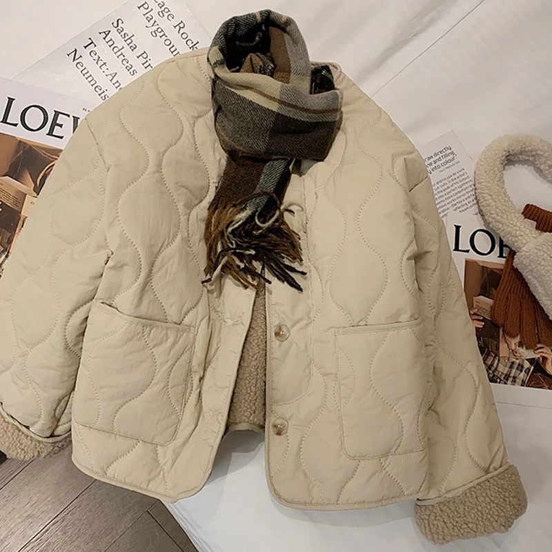 小香风棉服轻薄时尚棉袄冬季韩版宽松菱格保暖棉衣棉服外套学生女