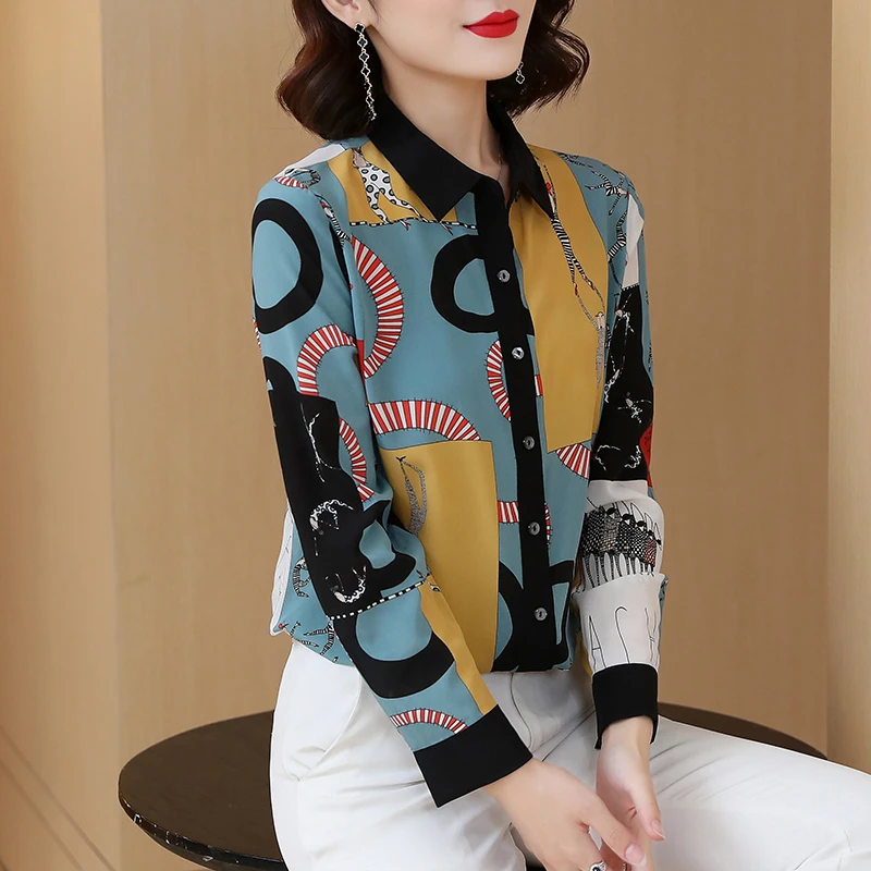 真丝双绉长袖衬衫女