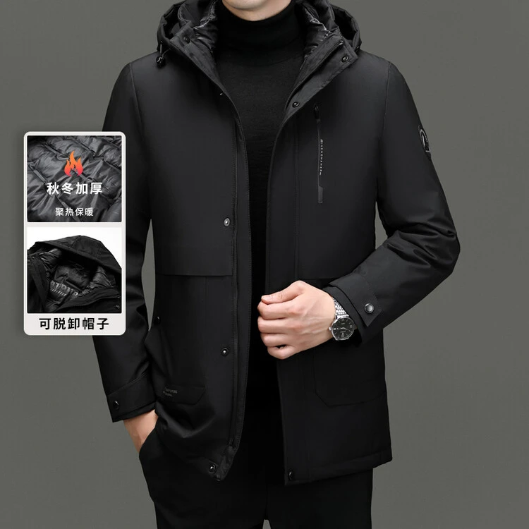 保罗2024新款可脱卸内胆棉袄中年男士棉衣商务简约加厚款保暖棉服