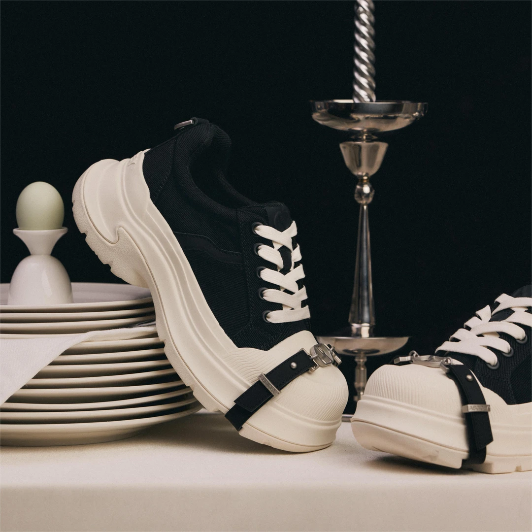 【蜜蜜专属】ABCICEY慕斯老爹鞋绑带鞋系带厚底方圆头帆布秋季冬季