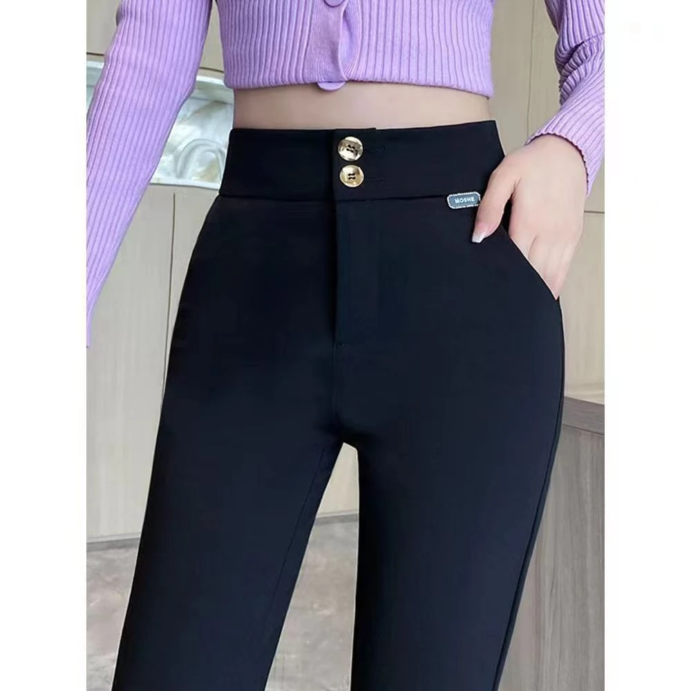 2024微喇休闲裤女春秋新款显瘦长裤垂感休闲直筒阔腿高腰喇叭裤子