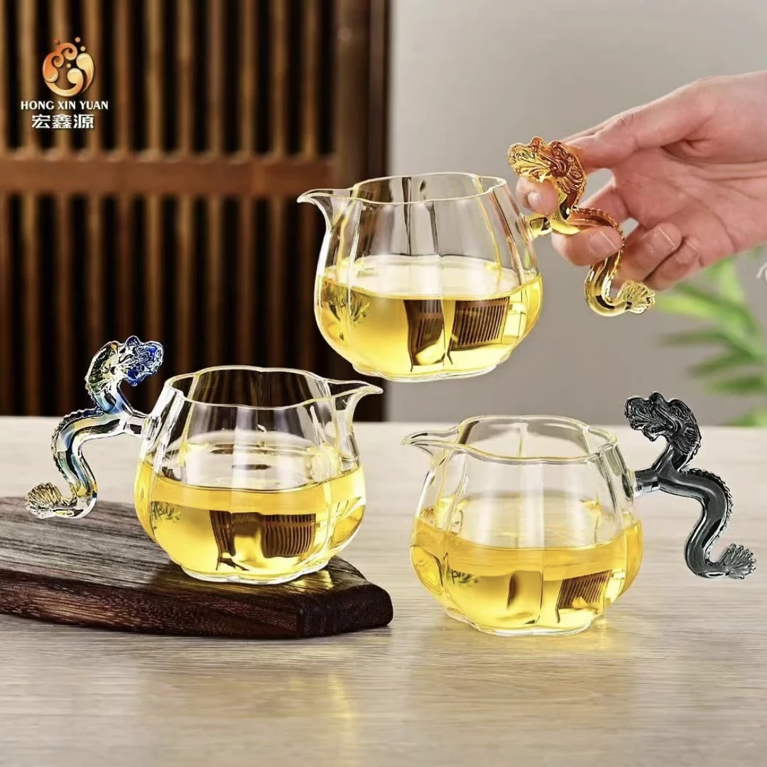 福龙梅花公道杯加厚高硼硅耐热玻璃300毫升精纯手工分茶