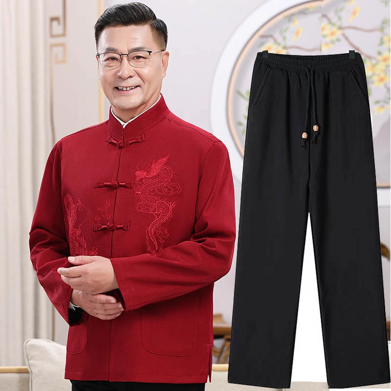 （大龙春秋）春秋季中老年男士民族风新款高品质夹克唐装(9231夹克)