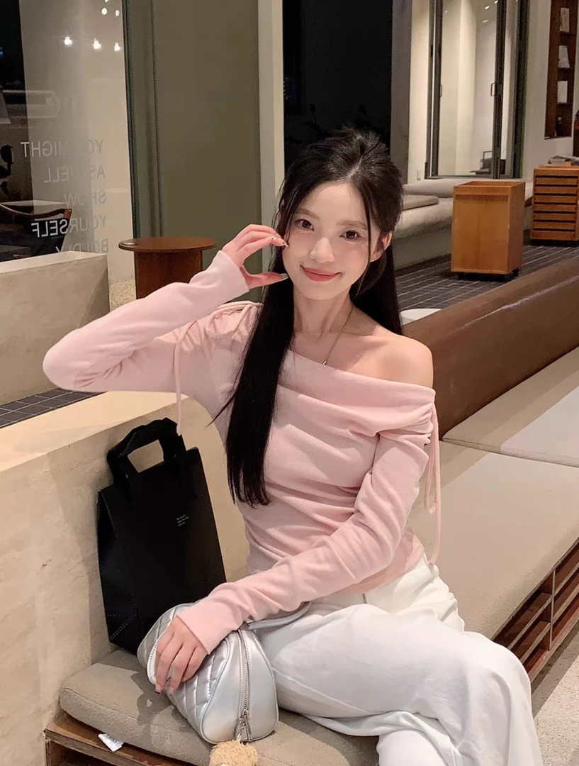 赤恋佳人~蝴蝶结优雅百搭长袖针织上衣+慵懒风休闲长裤