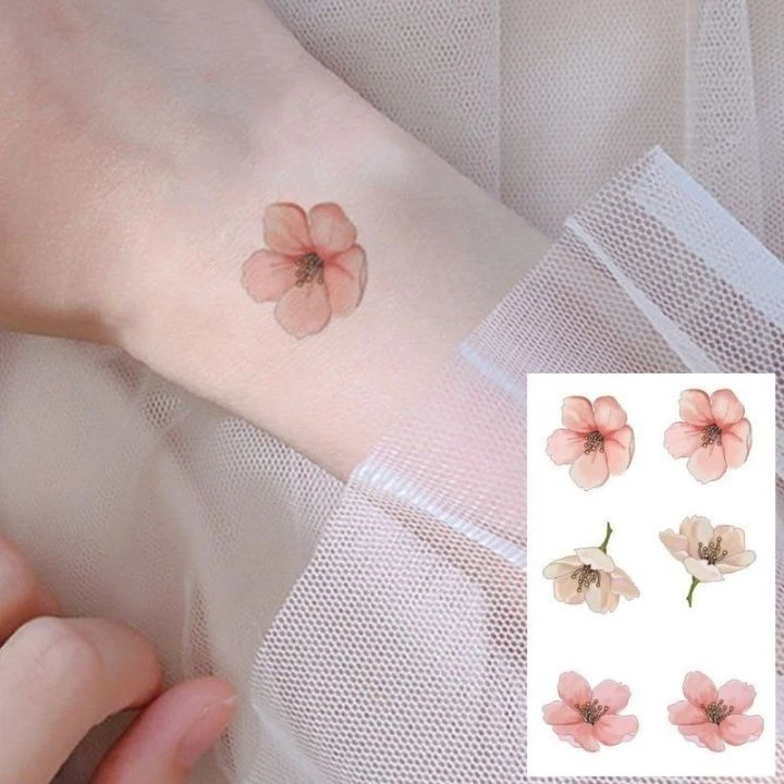 新款樱花纹身贴防水持久花朵手部素花网红ins风小清新小图案贴纸