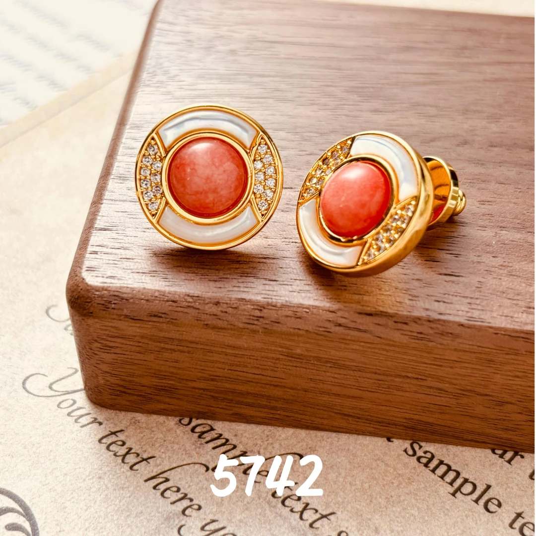 铜合金耳饰 时尚精致设计款高端925银针耳饰~5742