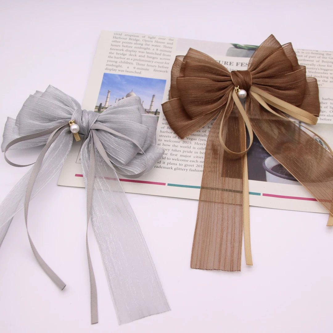 原创手工超仙一字夹蝴蝶结飘带款气质百搭款超仙