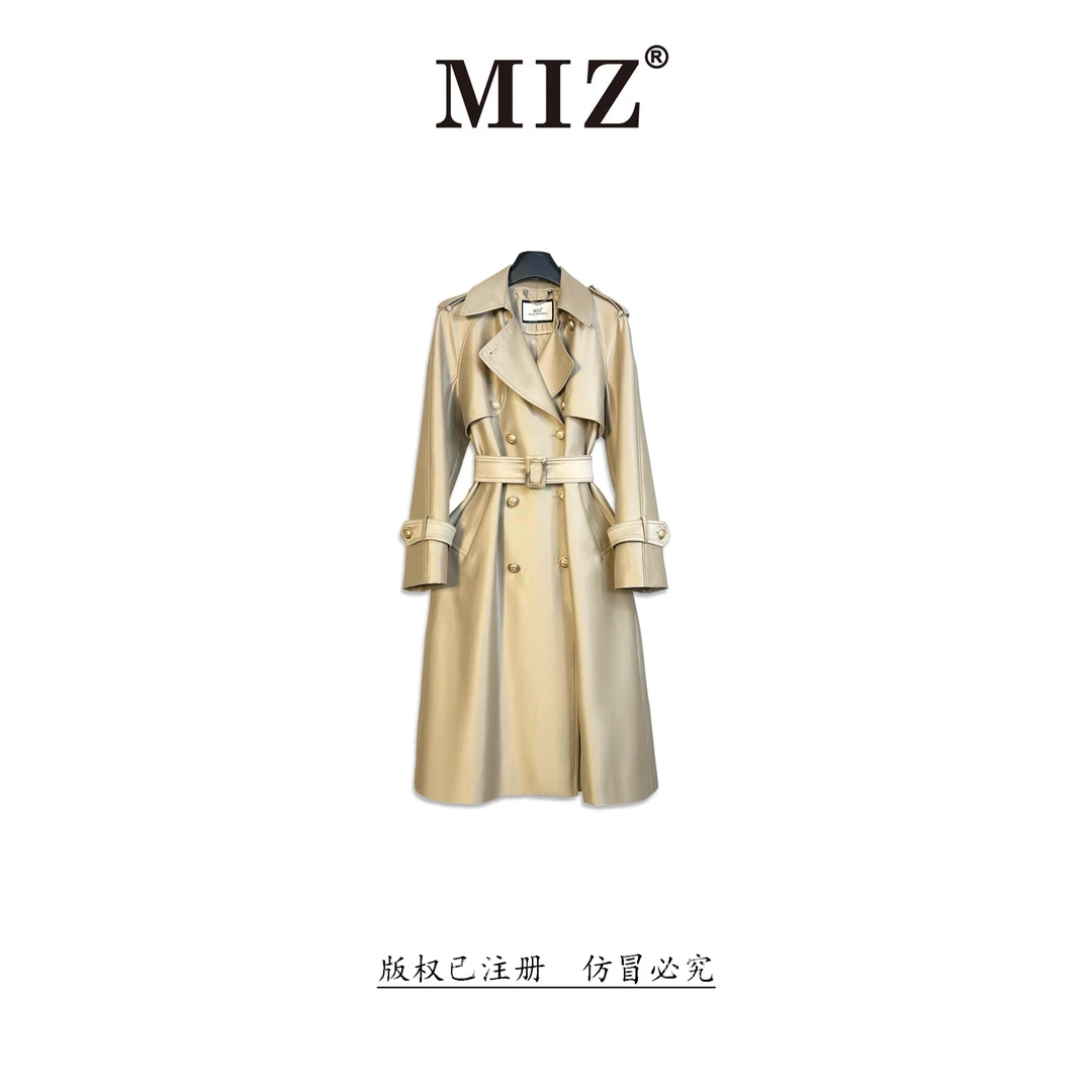 2024香槟金正版原创时尚修身气质通勤纯色风衣外套女2313012网红