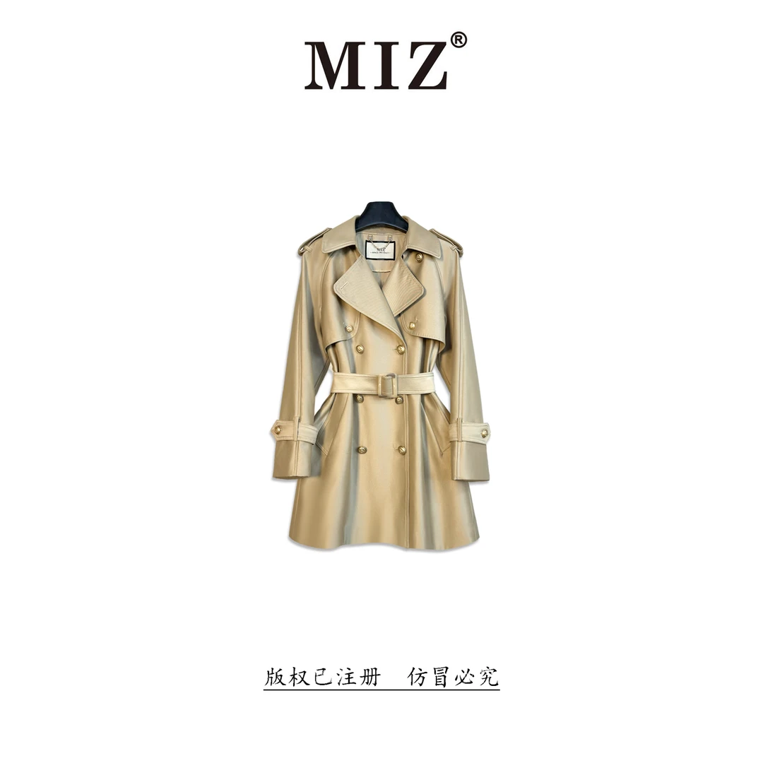MIZ2024气质设计师短款高端轻奢双排扣通勤风衣外套女2313011