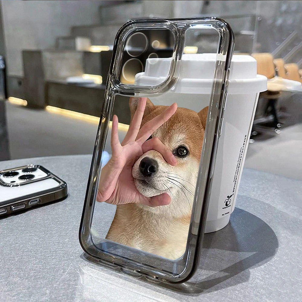 搞怪OK闭嘴柴犬可爱iPhone14太空透明手机壳小众12/13pro全包防摔
