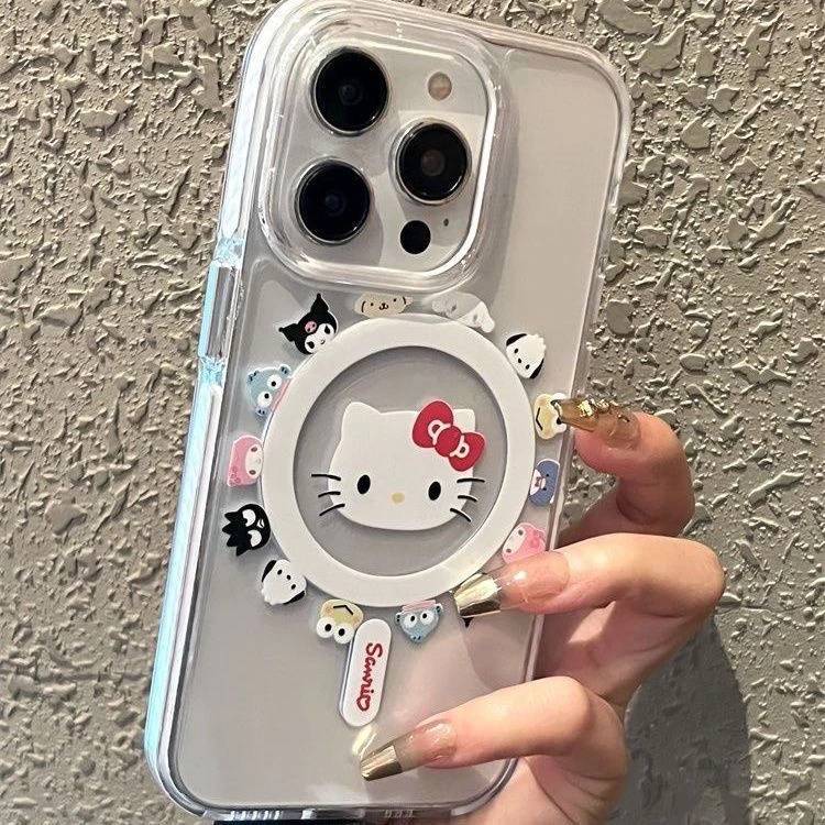 可爱卡通KT猫磁吸壳苹果iPhone14/15promax手机壳12/13保护套7/8P