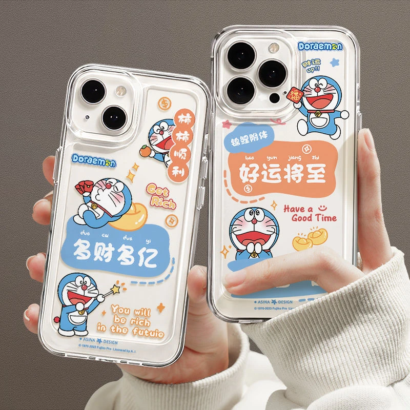 好运哆啦a梦苹果16手机壳15pro/14Promax防摔14/13暴富12/11/透明