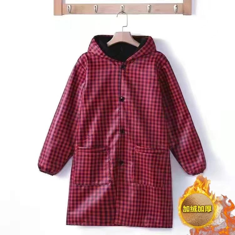 防水围裙加绒防油污高档厨房专用干活穿的耐磨耐脏工作服长袖罩衣