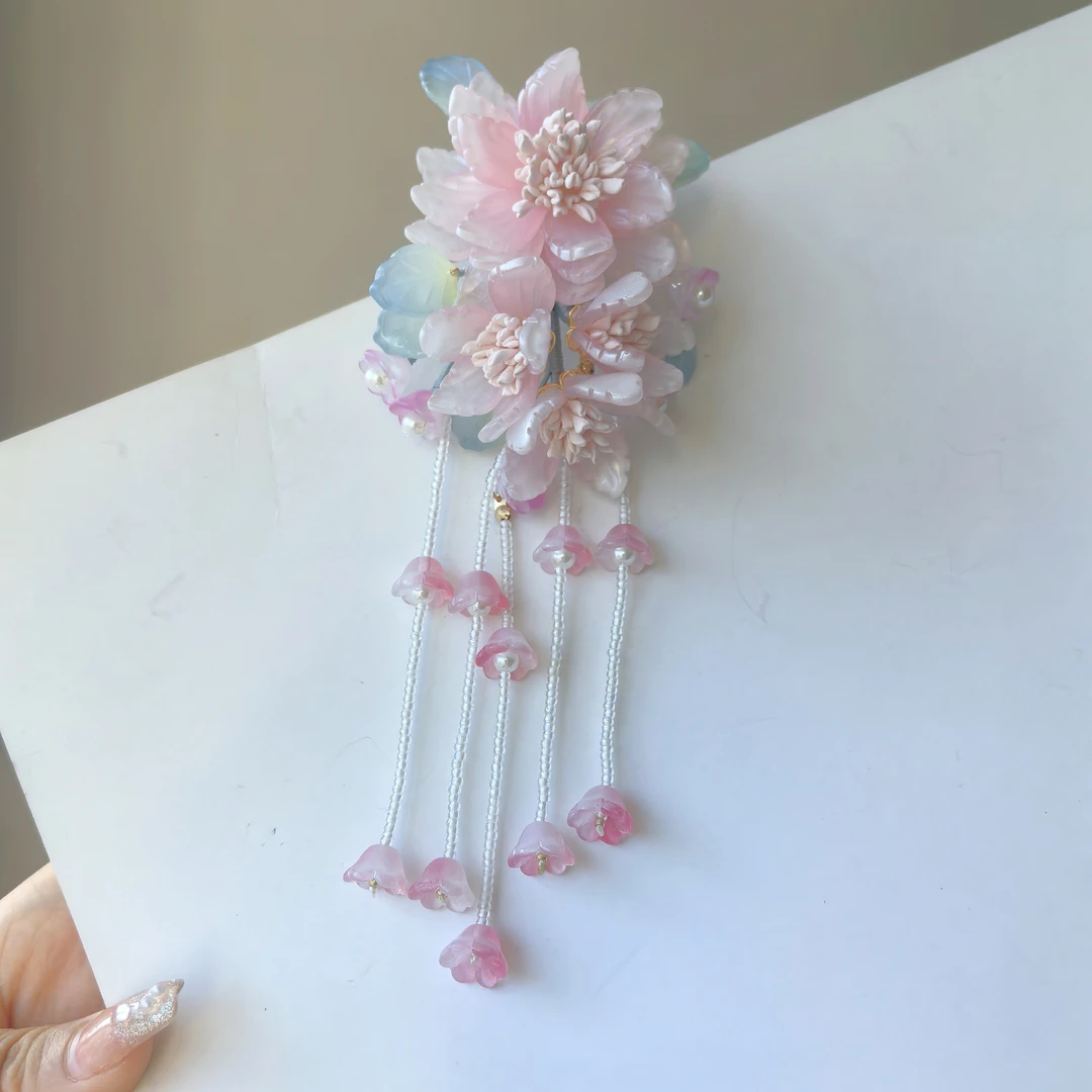 海盐粉发钗发饰一支