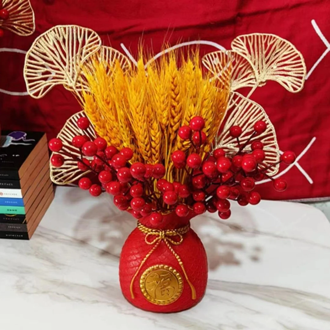 [钱袋花瓶]金色麦穗福袋花瓶大麦装饰