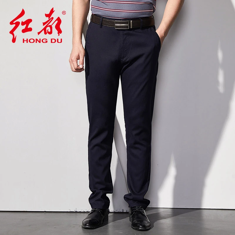 红都休闲裤男夏季新款高腰松紧中年爸爸装簿款休闲男长裤20291