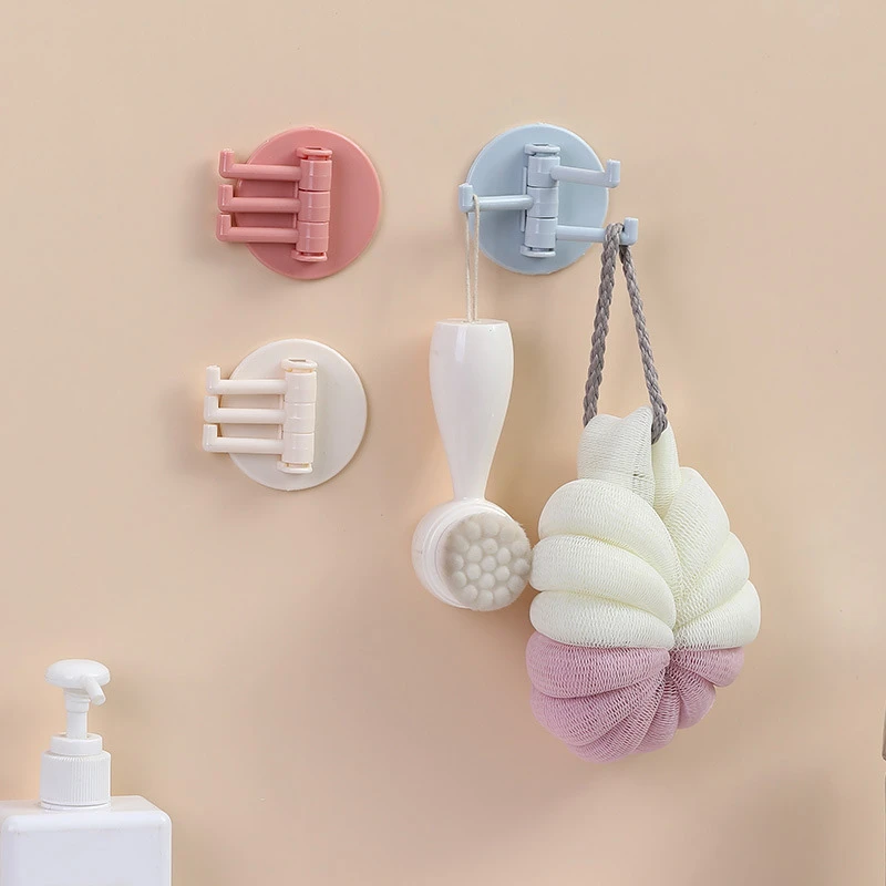 【两个装】新款无痕三支可旋转挂钩宿舍厨房卫生间墙壁挂钩免打孔