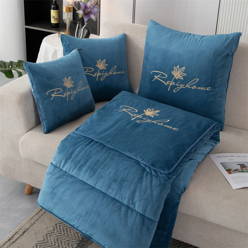 【特厚 A类婴儿绒】加厚两用抱枕被子可折叠车载靠垫办公室午睡毛毯