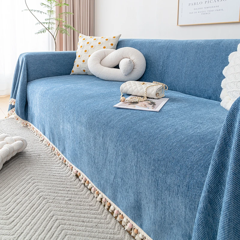 （璎珞）防水三座雪尼尔沙发巾全盖四季通用纯色北欧风全包防猫抓