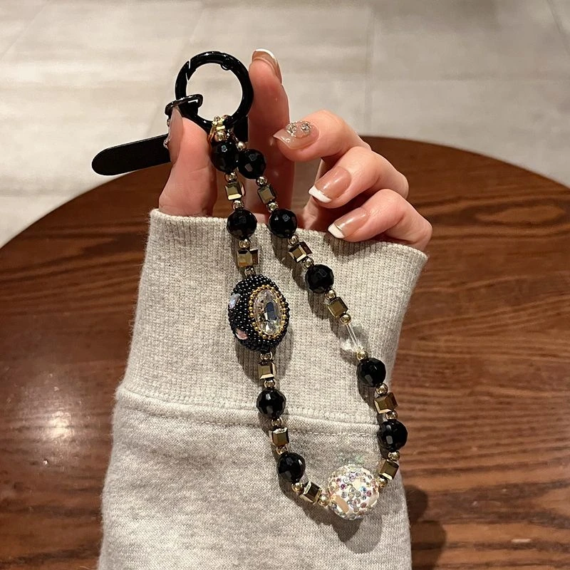 轻奢高级感手机链挂件闪钻高端串珠挂手腕手链挂绳短款ins小香风