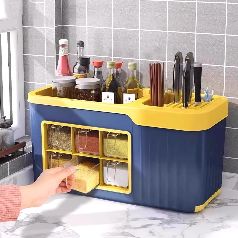 调料盒组合套装家用厨房用品一体多格收纳盐味精瓶罐多功能置物架