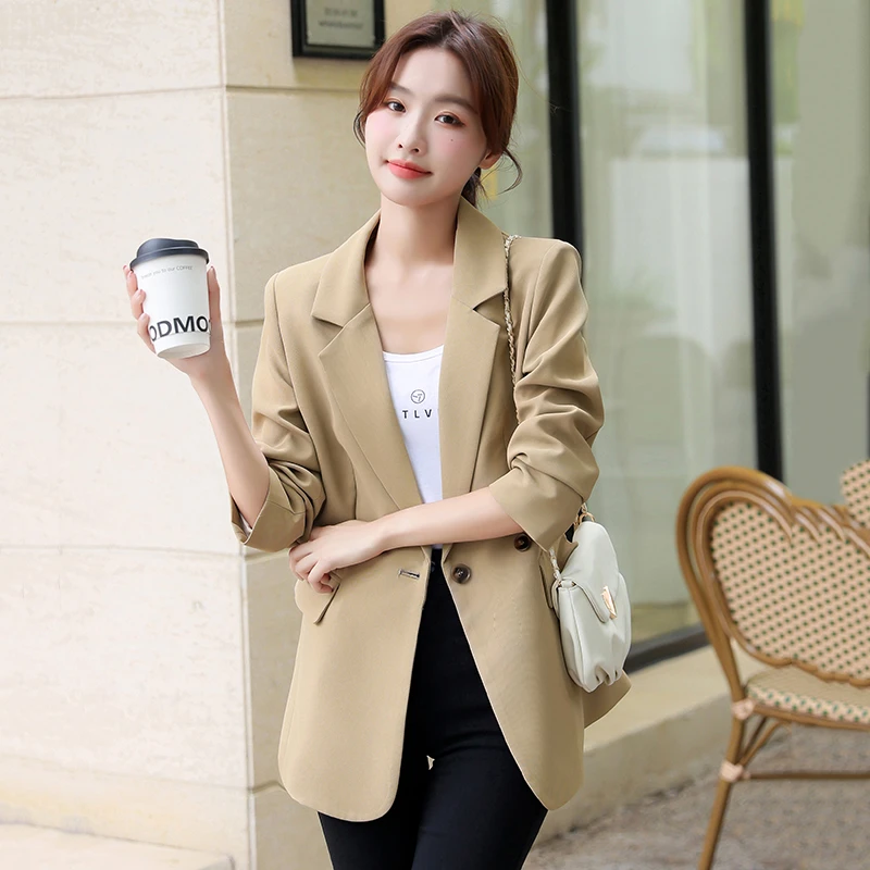 韩版百搭西装外套女2024新款春秋季高级感大码宽松休闲气质西装